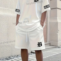 Milano Italia Men's Luxury Tracksuit – Printed Sport T-Shirt & Shorts 2-Piece Set
