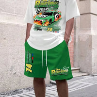 Men's Cartoon Bear 3D Print Short Sleeve Set – Streetwear T-Shirt & Drawstring Shorts