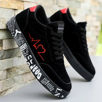 Men's Canvas Sneakers – Breathable Lace-Up Vulcanized Shoes | Red & Black