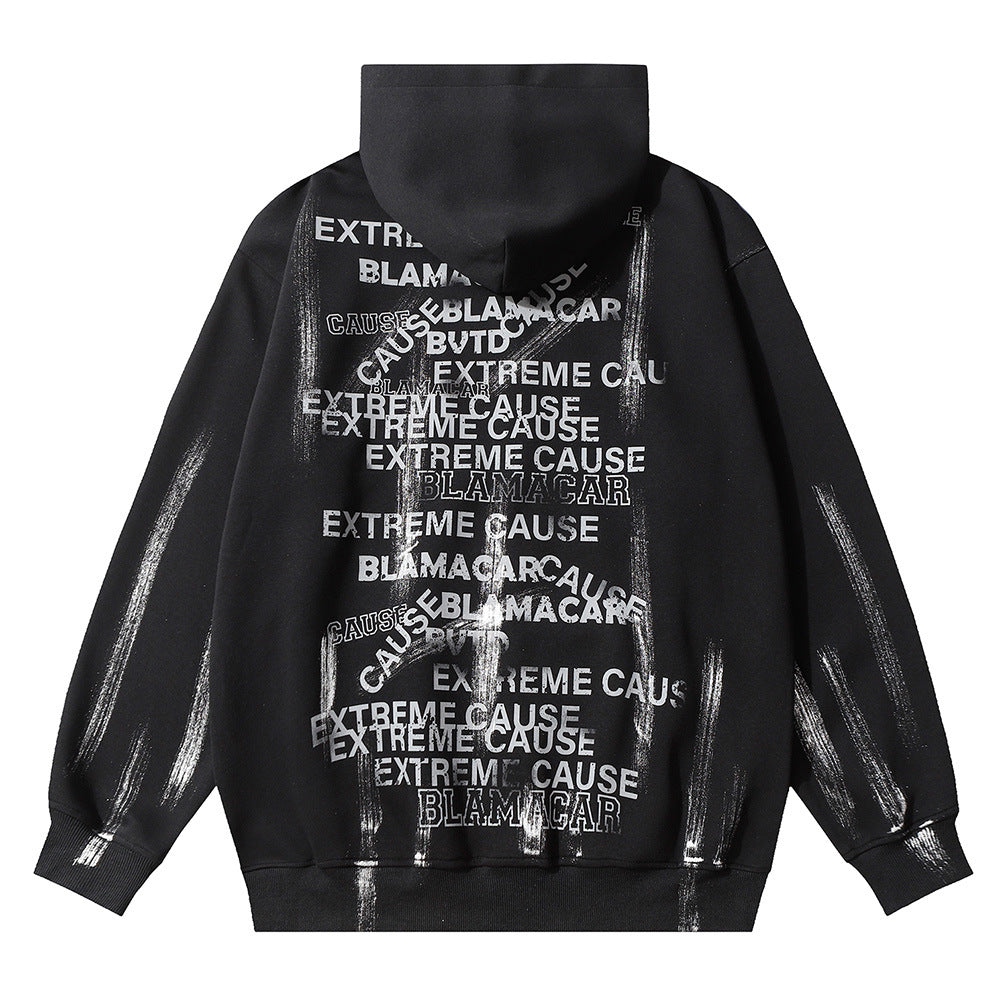 Fashion Letter Graffiti Printed Hoodie Men